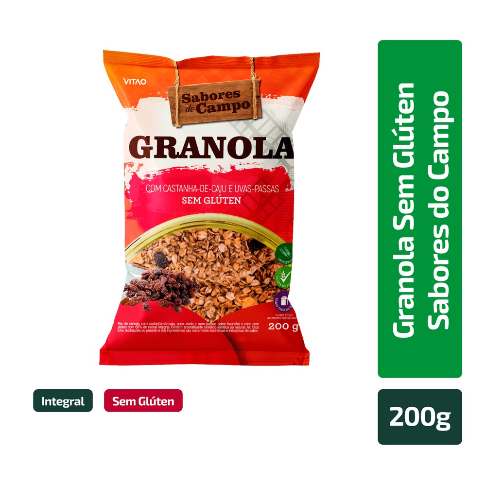 Granola Tradicional Sem Glúten Sabores Do Campo 200G - Food & Beverages