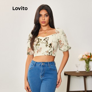 Lovito Casual Blusa Feminina Floral Bata LBA05023 (Branco)