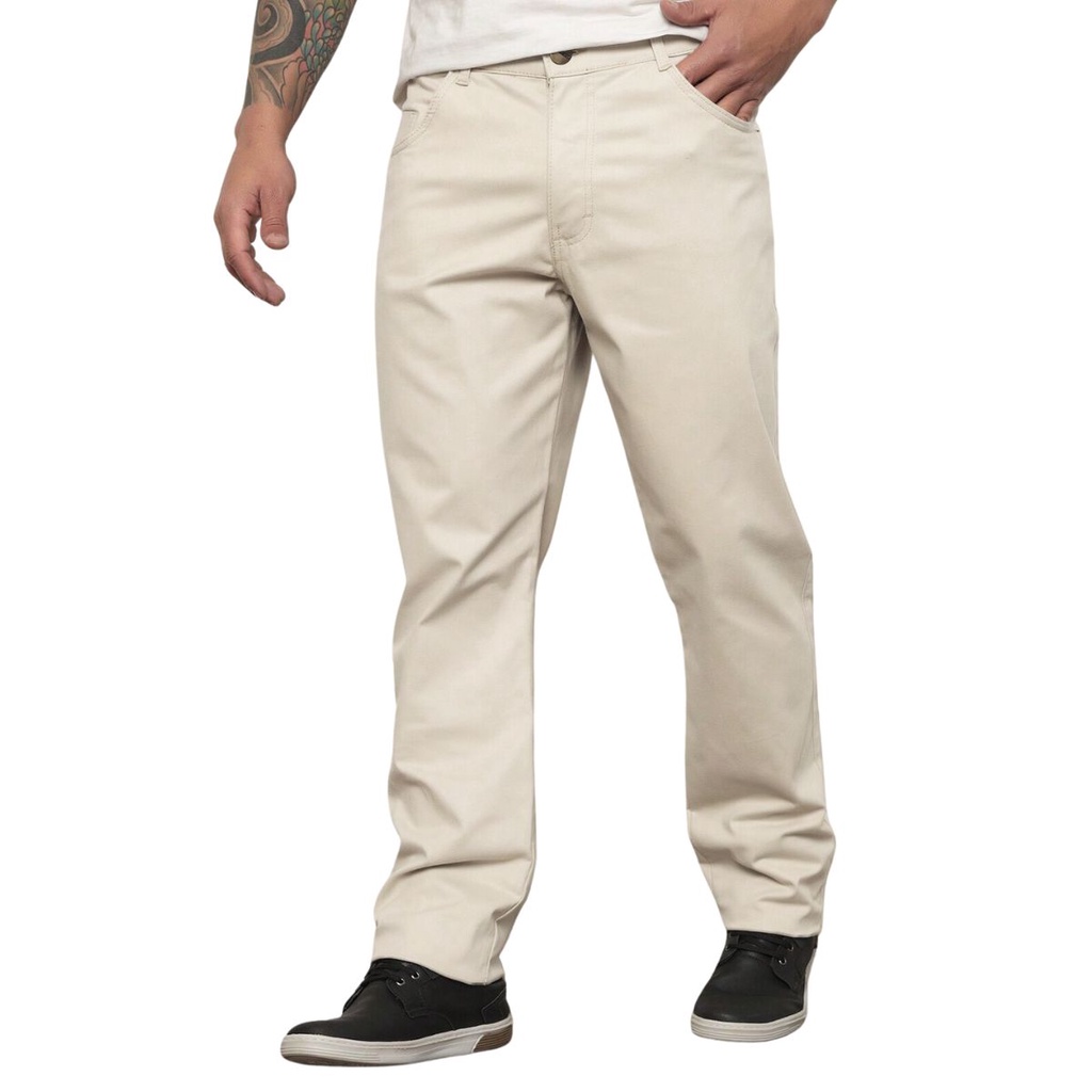 Calça Sarja Masculina Bege Premium Modelo Básico Casual em Oferta na Shopee