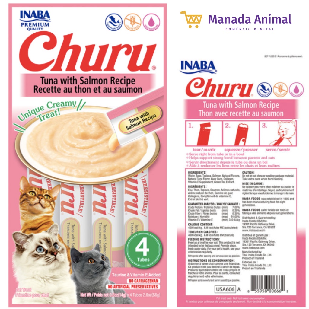 Petisco Churu P/ Gatos Sabor Atum e Salmão 56g - 4 Churu 14g — imagem 2 de 2