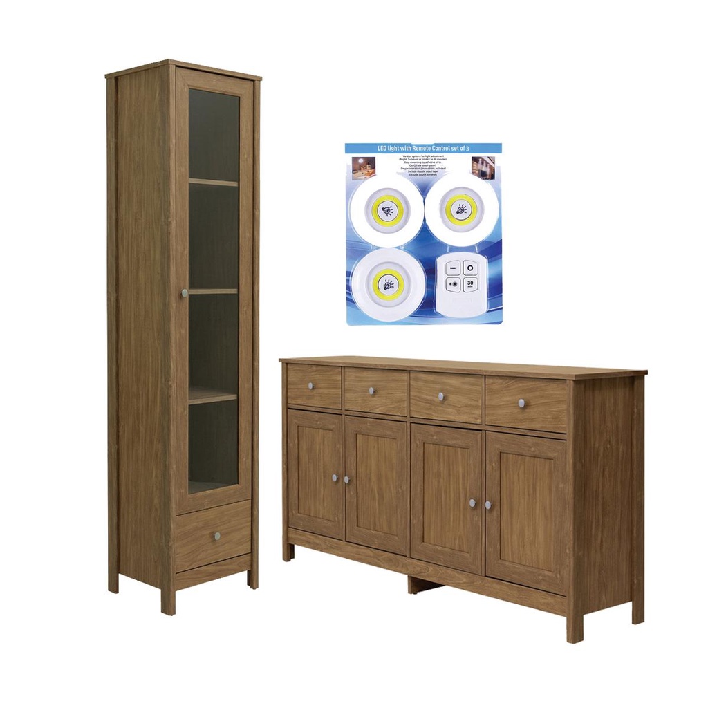 Cristaleira +Aparador Ditália +Kit Luz E-962-R-626 em Oferta na Shopee