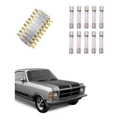 Kit Caixa Fusível Com Fusíveis Vidro Opala Caravan