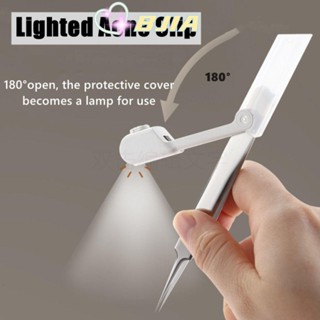 BJIA 10Pcs/bag Pinça De Agulha De Acne Led , Clip De Célula De Limpeza Profunda Inoxidável , Ferramentas De Cuidados Faciais Removedor De Borbulhas Com Luzes Cabeça Preta Salão De Beleza