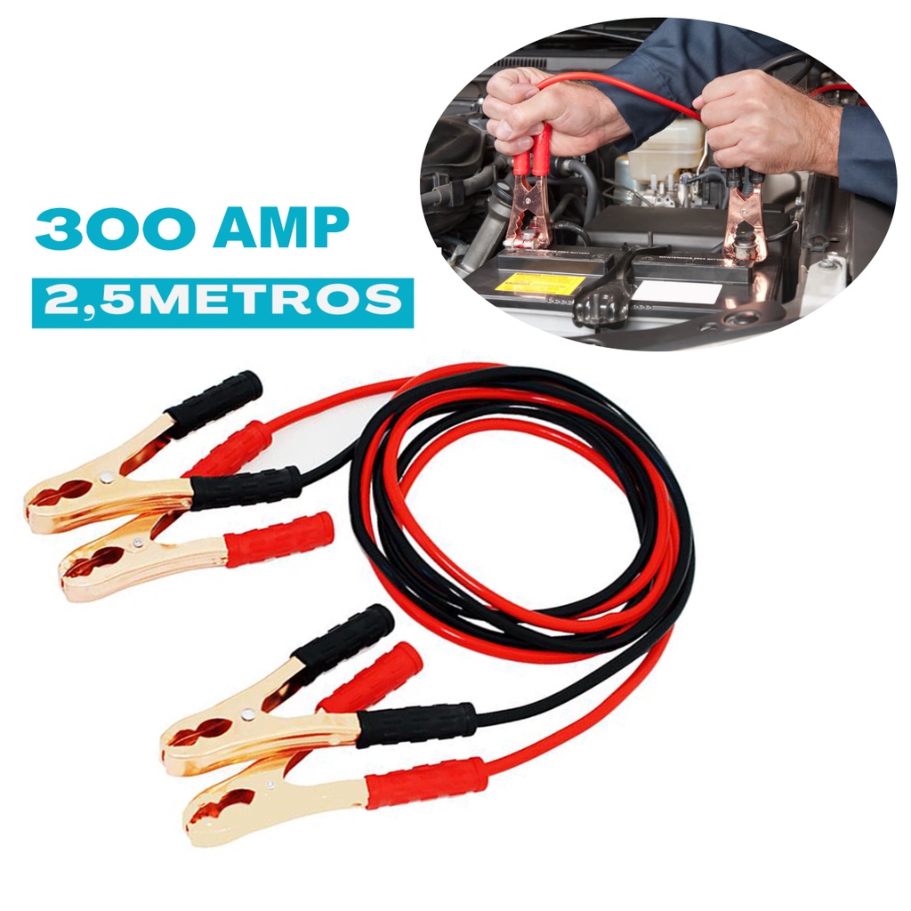 Cabo Chupeta Transferência De Carga Automotivo Carro Moto Bateria 300 Amp Com 2,5m