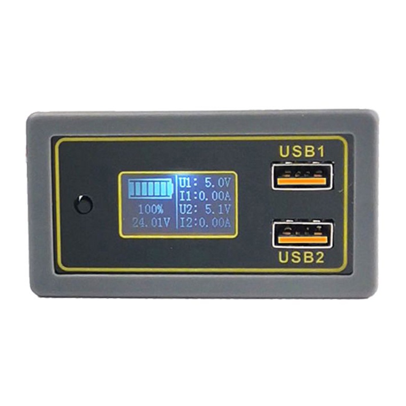 Voltímetro Com Display Digital USB Duplo , Testador De Medidor De Tensão De Capacidade Da Bateria Para Veículos De Motoc
