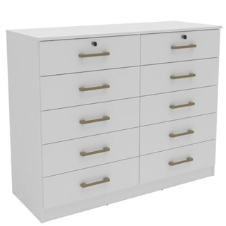 Cômoda Mademovel 10 Gavetas Com Chave e Corrediças Metálicas 95x118x45cm Modelo 2338 em Oferta na Shopee