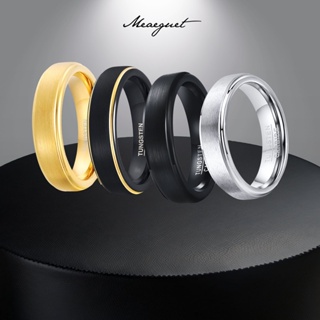 Anéis De Moda Meaeguet 5MM Para Homens , Casal De Tungstênio Com Escada Escovada Preta em Oferta na Shopee