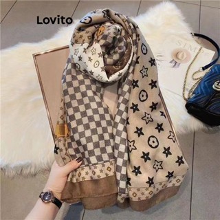 Lovito Lenços Casuais De Flores Lisas Para Mulheres LNA32170 (Cáqui)
