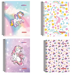 Caderno Capa Dura Unicórnio 80 Folhas 1 Matérias Espiral