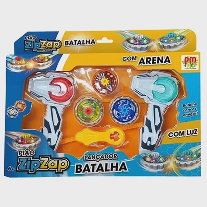 Pião Zip Zap Lançador Batalha Com Arena Beyblade - DM Toys