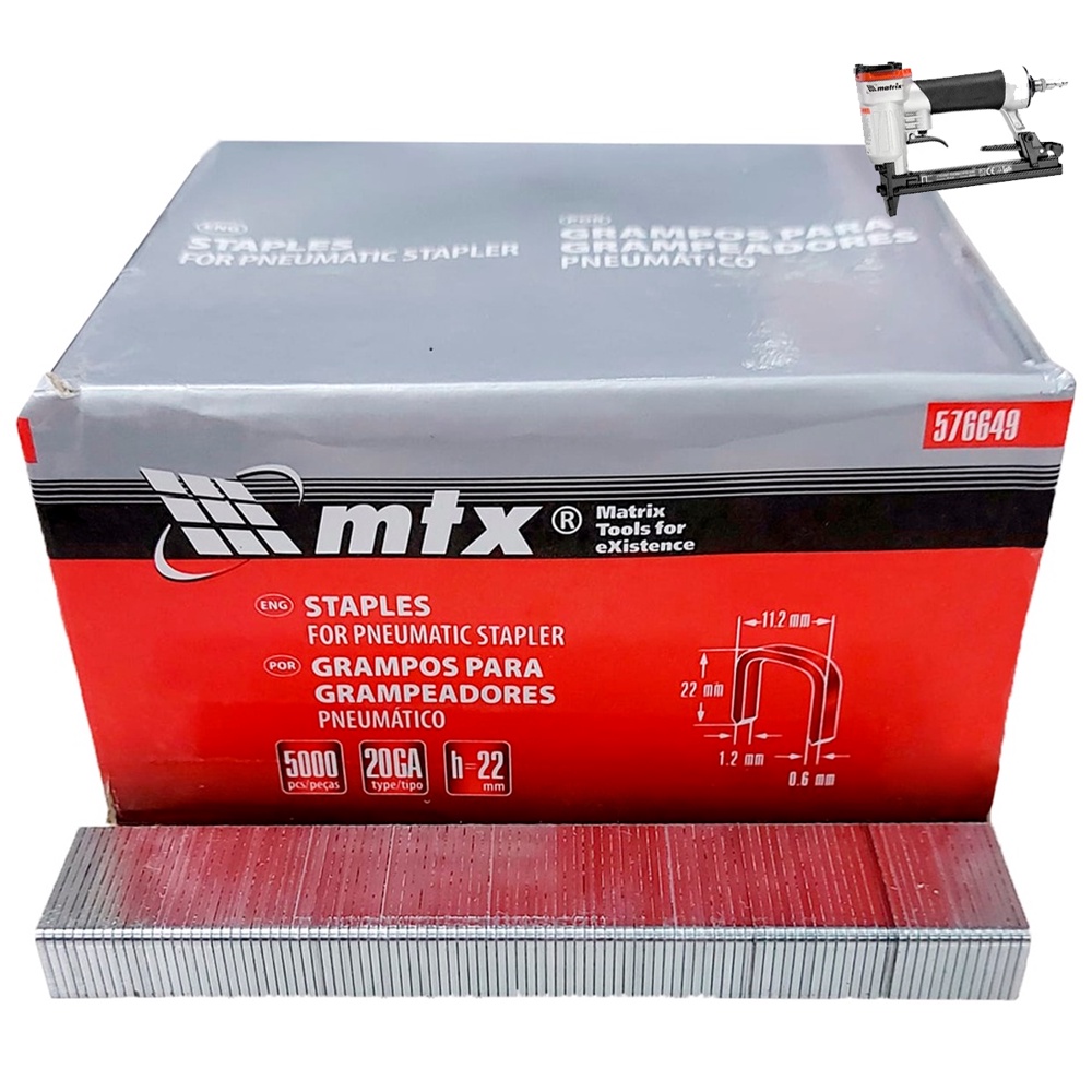 Grampo 22mm Para Grampeador Pneumático Com 5000 Unidades