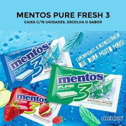 Goma de Mascar Chiclete Mentos Pure 3 Camadas c/15 ESCOLHA O SABOR - Perfetti