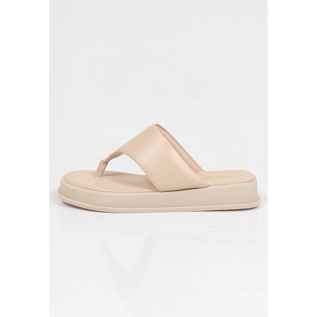 Chinelo Week Shoes FlatForm Sola Alto Papete Nude