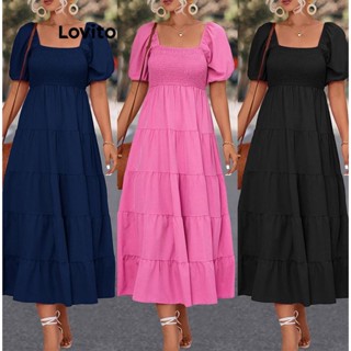 Lovito Vestido Boho Liso Com Bata Para Mulheres LNL39090 (Rosa Choque/Azul Marinho/Preto)