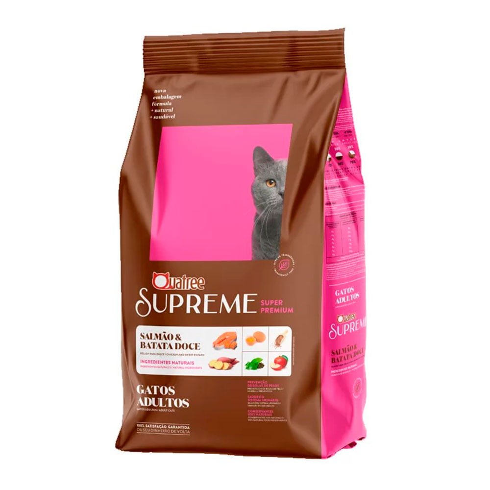 Ração Quatree Supreme Gatos Adultos Salmão e Batata Doce 3kg em Oferta na Shopee
