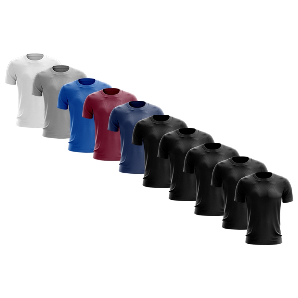 Kit 10 Camisetas Masculina Manga Curta Dry Fit Básica Lisa Proteção Solar UV Térmica Blusa Academia Esporte Camisa 06
