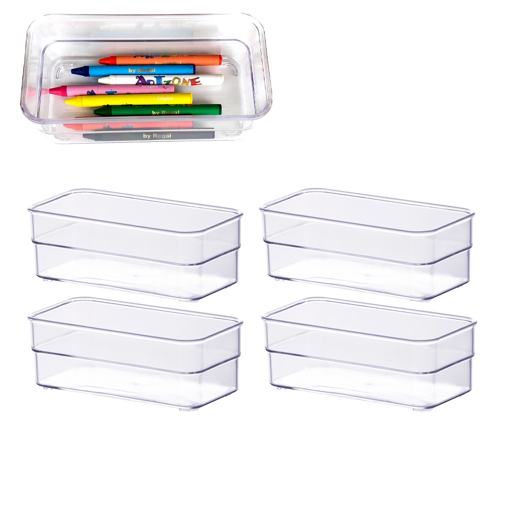 Jogo 4 Organizador modular maquiagem cosméticos pincel talher lápis cozinha banheiro gaveta multiuso armário guarda roupa Paramount