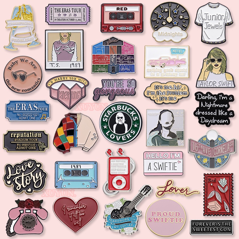 50 Estilos Cantor Taylor Swift Música Esmalte Pins Álbum Cobre Letras Metal Broches Concerto Crachás Periféricos Vestuário Acessórios Jóias Presentes Para Amigos em Oferta na Shopee