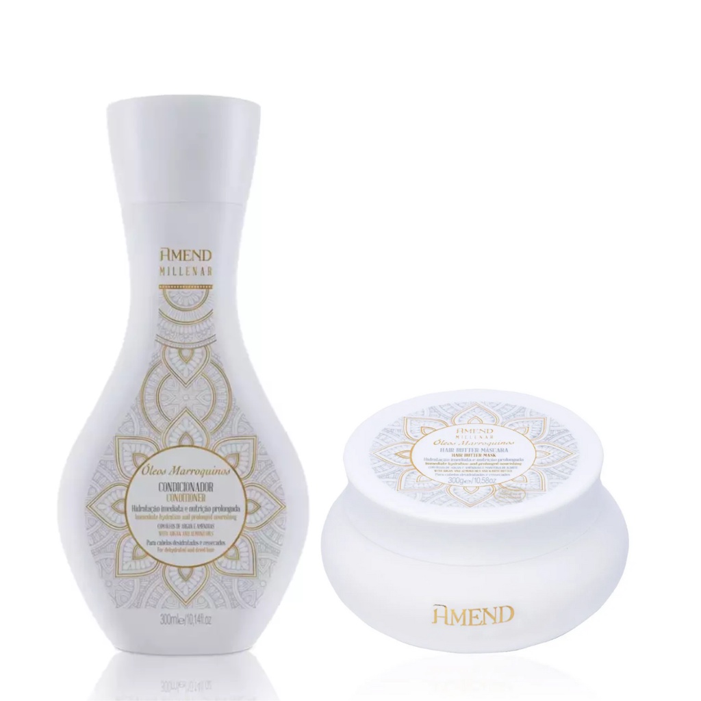 Kit Amend Marroquinos Condicionador Mascara Efeito Suavizante Maciez Hidratação Aumento Elasticidade