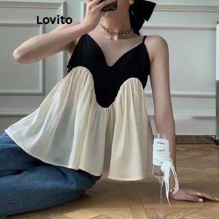 Lovito Regata Elegante com Blocos de Cores e Costura em Tecido para Mulheres L73AD017
