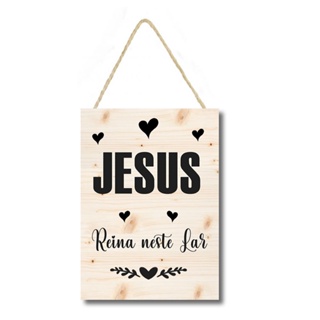 Placa decorativa Jesus reina neste  lar PL252 em Oferta na Shopee