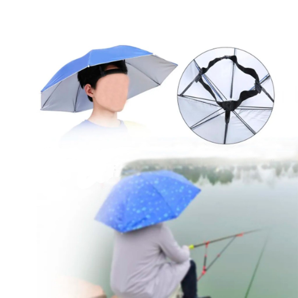Guarda Sol / Chuva De Cabeça - Proteção para Chuva / Sol - Grande 60 cm de Diâmetro em Oferta na Shopee