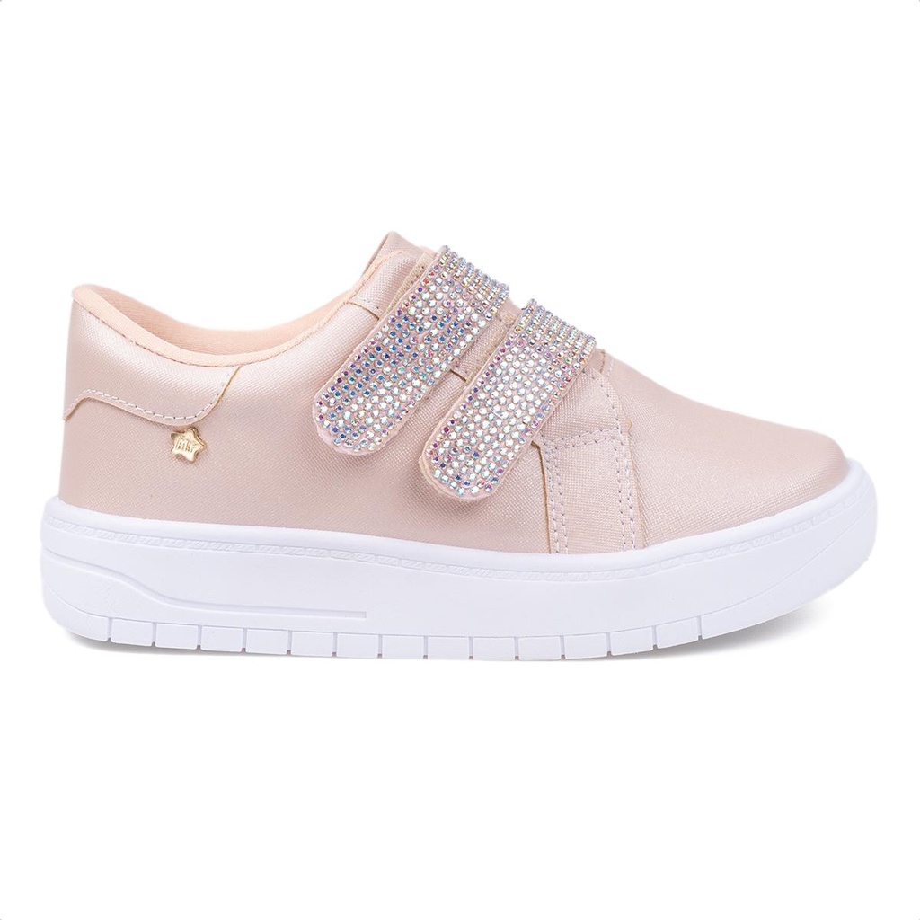 Tênis Infantil Menina Fashion Casual Calce Fácil Tiras Strass Moda em Oferta na Shopee