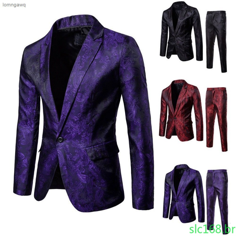 [LGQ] Terno dos homens Slim 2 peças Terno Blazer Business Wedding Party Jacket Brasão & Calças 99869