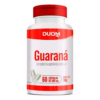 Frasco Guaraná Suplemento Alimentar Natural 100% Puro Energia Vitamina Cafeina - Duom 60 Cápsulas