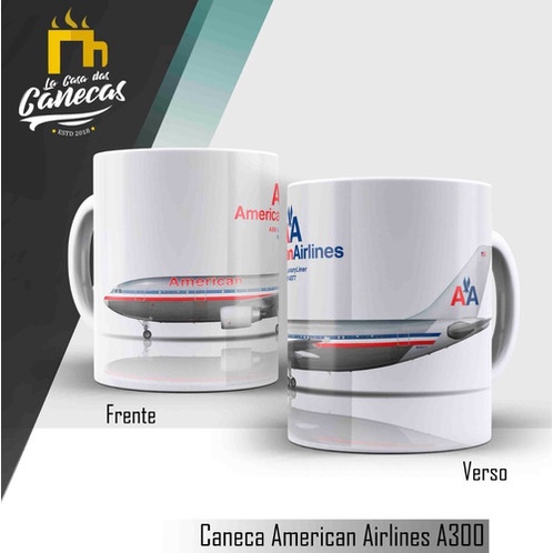 Caneca De Porcelana Aviação American Airlines A300