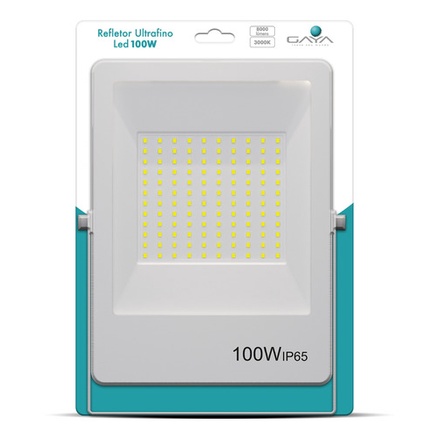 Detalhes do Refletor Ultrafino LED Bivolt Branco 6500K 100W 8000 Lúmens