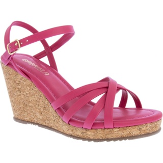 Sandália Gabriela Anabela Tiras Cruzadas Cortiça Pink em Oferta na Shopee