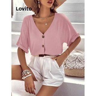 Lovito Blusa Feminina Casual Com Botões Lisos Na Frente LBL07011
