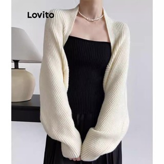 Lovito Cardigans Básicos Lisos Elegantes Para Mulheres LNE37018 (Cáqui/Damasco/Preto)