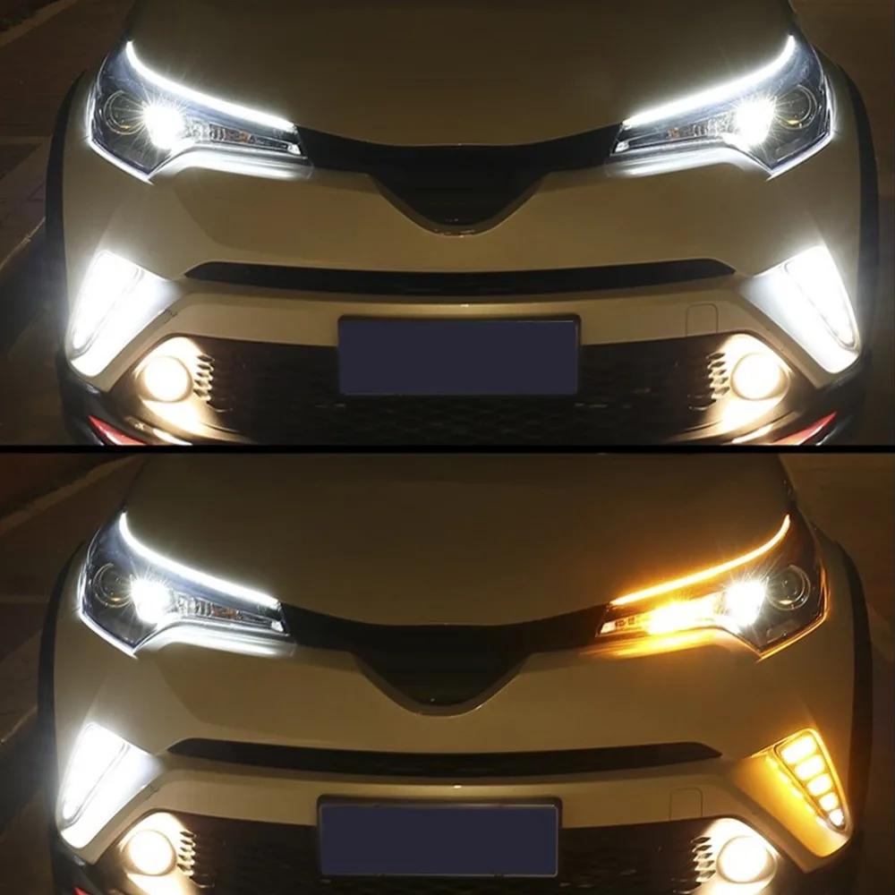 Uma Fita De Luz De Sinalização De Giro De Led Amarela Brilhante Flexível DRL Daytime Running Light for Car Headlight