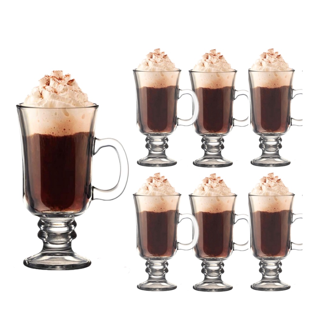 Jogo 6 Taças Vidro Caneca Xicara para Capuccino Café Chocolate 256ml - Home & Living