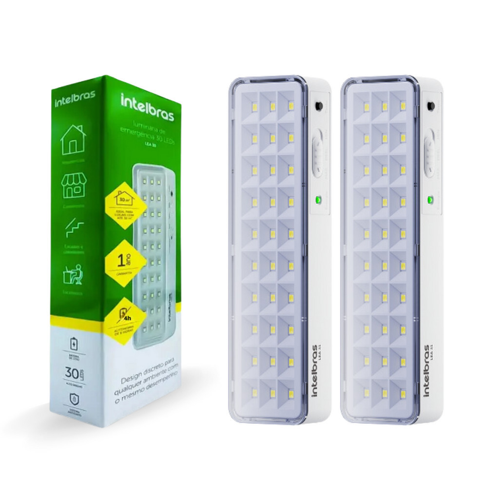 Kit Com 2 Unidades Luz de Emergência Emergencial Luminária Lea 31 Led 1w Bivolt Lítio  Intelbras Autônoma em Oferta na Shopee