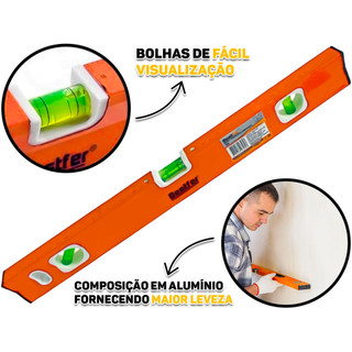 Nível Alumínio Imantado 1 Metro C/ Base Magnética Para Pedreiro Carpintaria Medição Bestfer em Oferta na Shopee