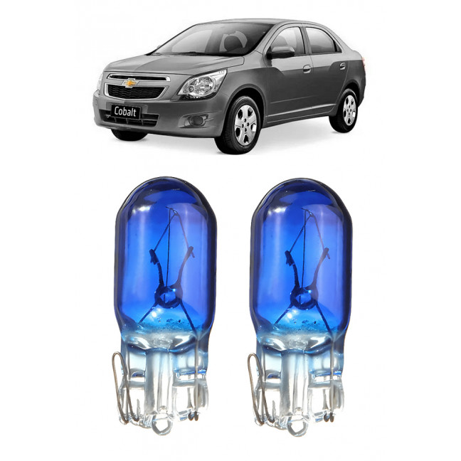 Par Lampada Pingo T10 Super Branca Cobalt Farol Teto Placa 5w