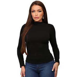 Blusa Gola Alta Cacharrel Manga Longa 2025 Cores Neutras