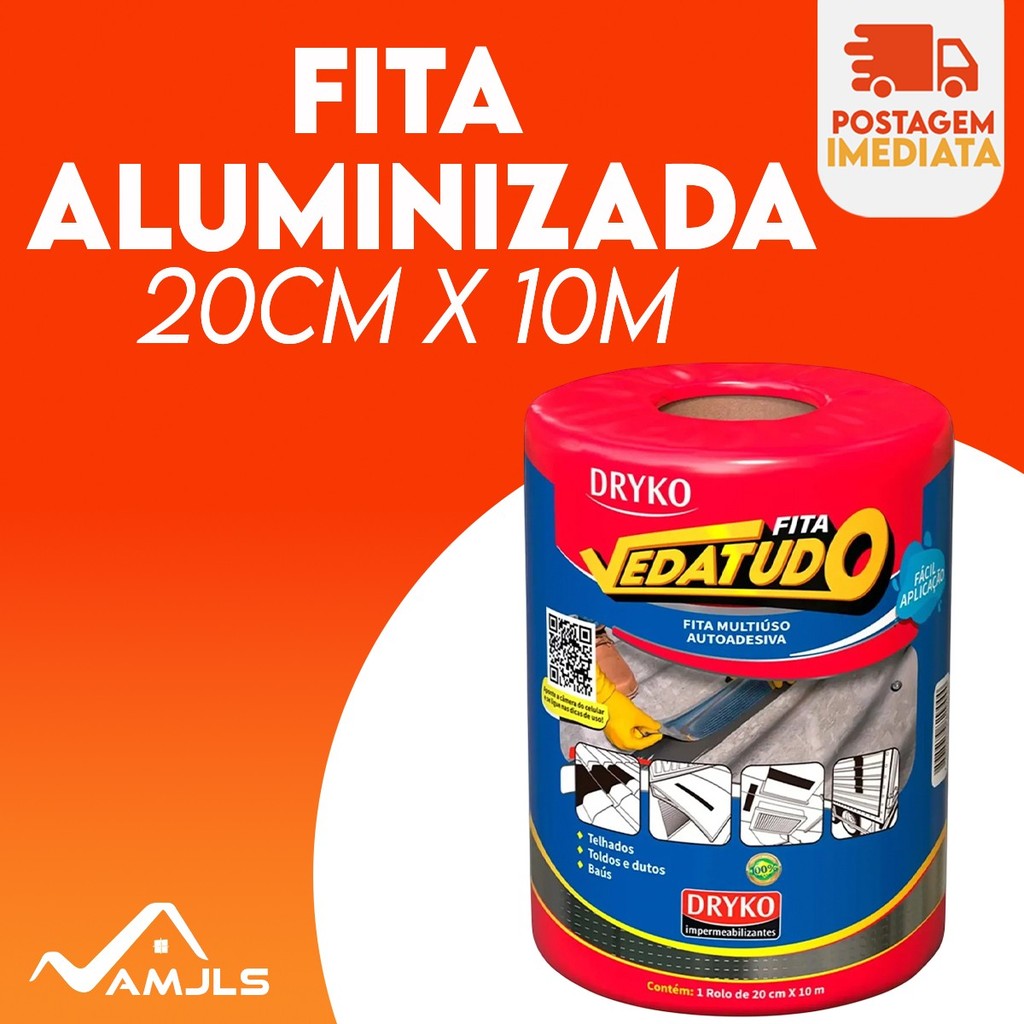 Fita manta asfáltica auto adesiva aluminizada multiuso 20 cm x 10 m
