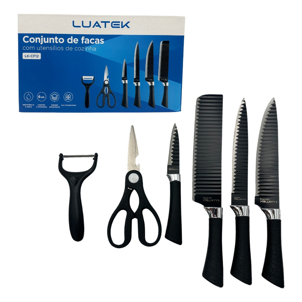 Kit De Facas Chef Para Cozinha E Churrasco Tesoura Ralador