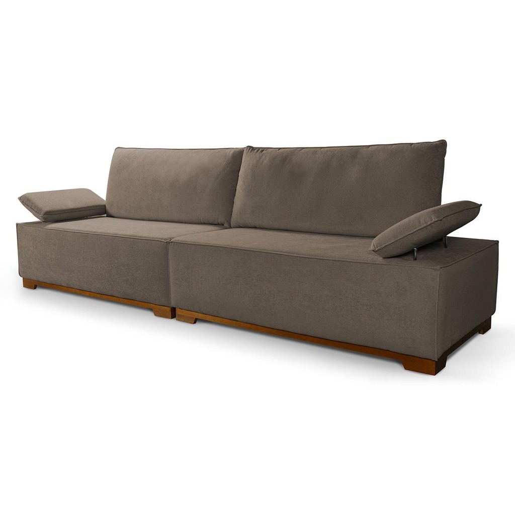 Sofá Living Braço Articulado Deluxe 2,00m Bouclê Marrom em Oferta na Shopee
