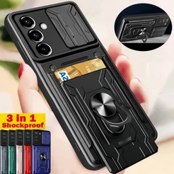 Capa Para Samsung Galaxy A07 A37 A57 A06 A16 A26 A36 A56 A15 A55 Slide Suporte Anel Câmera De Grau Militar Slot Cartão