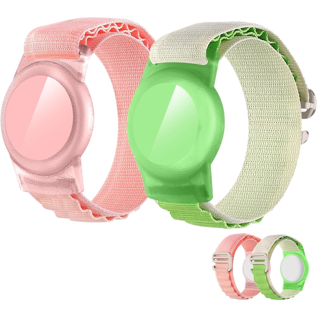 AirTag pulseira para crianças, pulseira de nylon para AirTag com capa protetora,