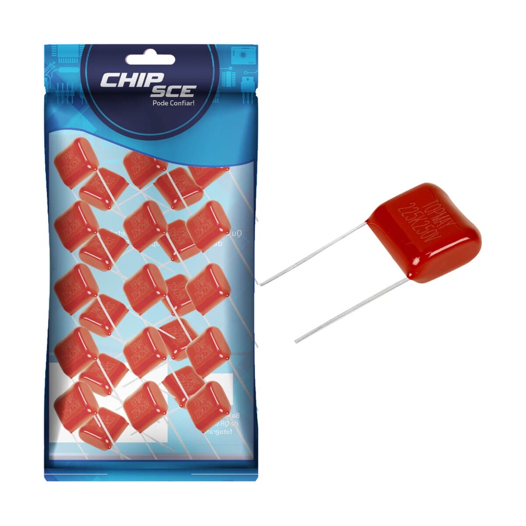 25x Capacitor Poliéster Metalizado 2.2nF 250V para Eletrônica e Áudio