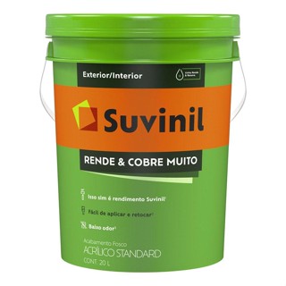 Tinta Látex fosco Standard Rende e Cobre Muito branco 20L Suvinil