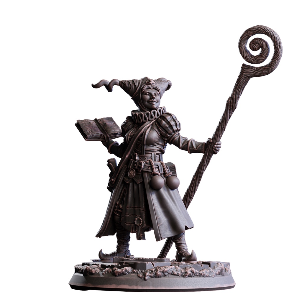 Shalana, Gnome Wizard - Gnomo Mago - Miniatura sem pintura para RPG