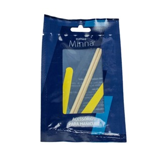 Kit Manicure Minná 2 Mini Lixas Canario + 2 Palitos Pinho 13cm