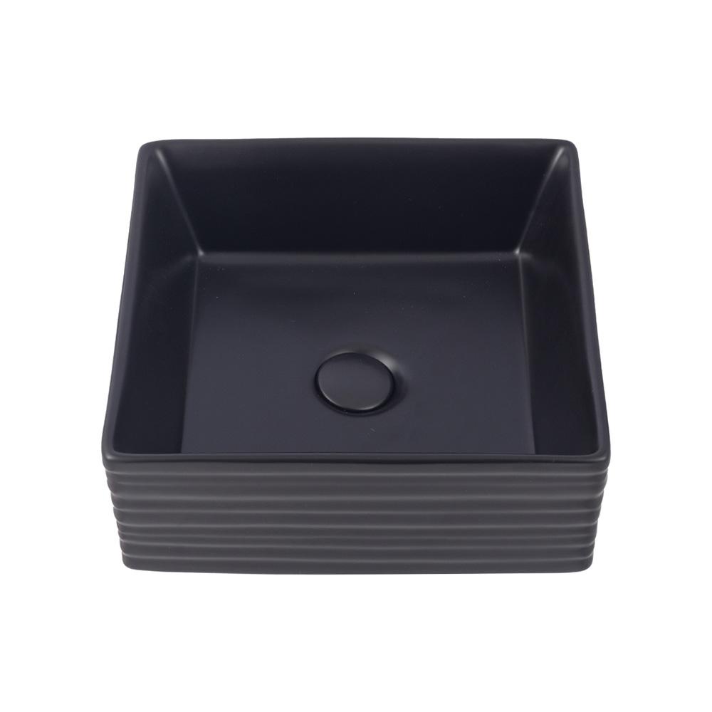 Cuba De Apoio Para Banheiro Quadrada Slim Louça Cerâmica 38 cm Larimar Pingoo - Preto Fosco - Home & Living